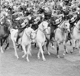62nd MarchéConcours Saignelégier, mounted brass band Bern, 1965