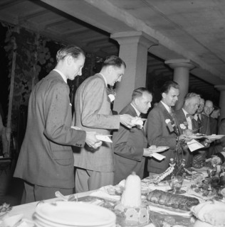Buffet; company party, staff, 1951