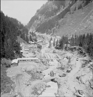 Building site Mauvoisin power station 1953.
