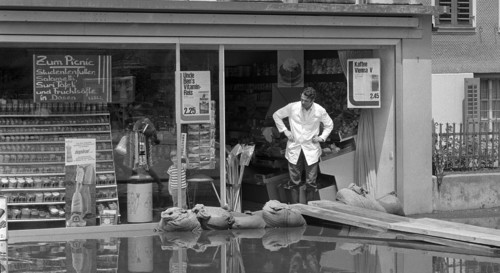 High water in Ennetbürgen after landslide 1970.