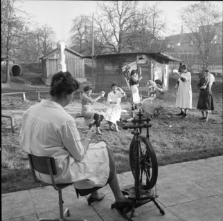 Spinning at school for occupational therapy, Zurich 1957.