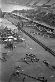 Destroyed chairs Monster concertin the 'Hallenstadion' 1968.