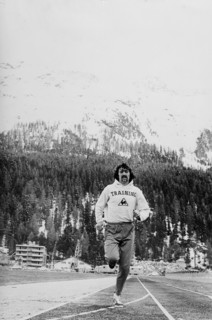 Dave Bedford training in St. Moritz 1972.