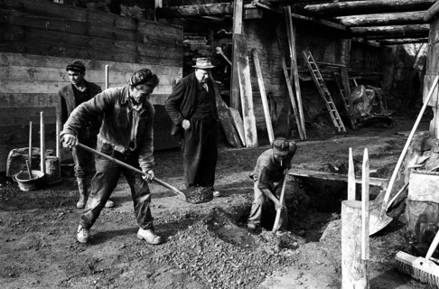 Workers at Käferberg tunnel construction site; 1965.