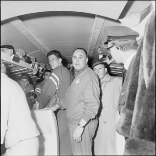 Football WC 1962: Swiss national team departing for Chile.