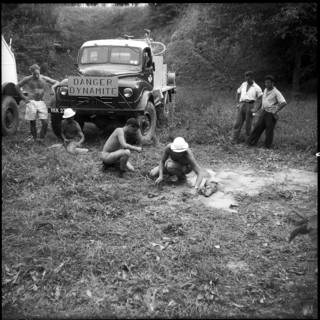 Ticino; preparation for subterranean blasting; 1955.