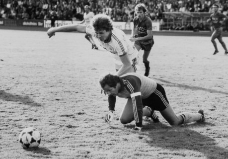 Swiss Championship NLA 1981/82: FCZ - FC Basel; Alberto Erba, goalkeeper Hans Küng.