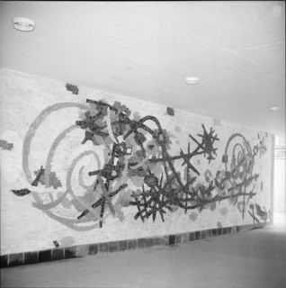 Mosaic mural of Werner Frei, pedestrian underpass railway station Schaffhausen 1957.