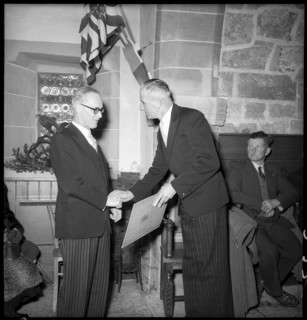 Rodolphe Rubattel, appointed as honorary citizen of Villarzel VD; 1954.