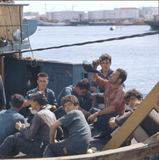 Dock worker having a break, port of Tenerife 1970.