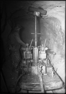 Maintenance work in a tunnel, Barberine power statin 1950.