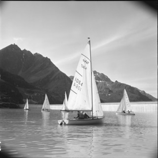 Sailing boats on Lac des Dix 1966.