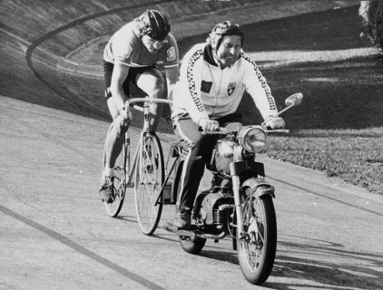 Coach Sepp Helbling and Xaver Kurmann, 1974.