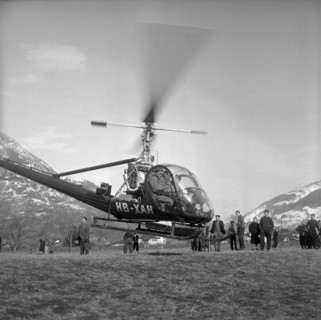 Helicopter connection between Brig and Zermatt, 1955.