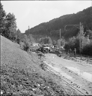 Flood in the Sihltal, 1942.
