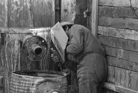 1975, Paris, Rive droite, men at work.