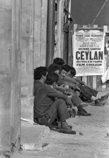 1975, Paris, Rive droite, men at work, work break.