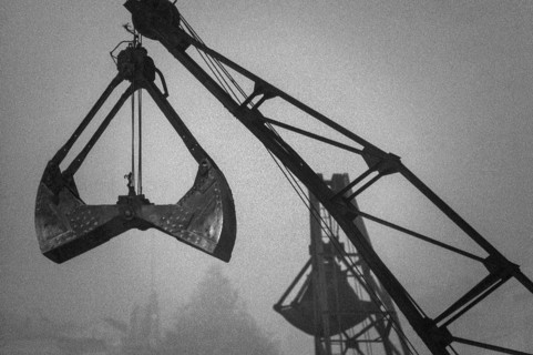 1975, Milan, Navigli in fog.