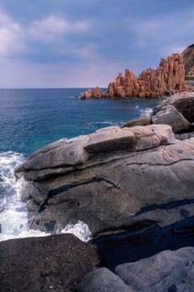 Nature, Italy, region of Sardegna 1975 Rocce Rosse di Arbatax (Red Rocks of Arbatax ).