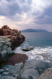Nature, Italy, region of Sardegna 1975 Rocce Rosse di Arbatax (Red Rocks of Arbatax ).
