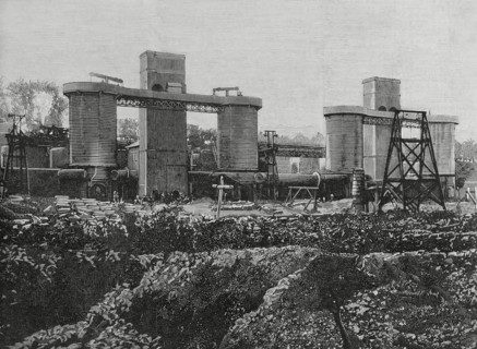History of Spain. Mining industry in Biscay. Iron foundry known as “La Mudela”. It was built for