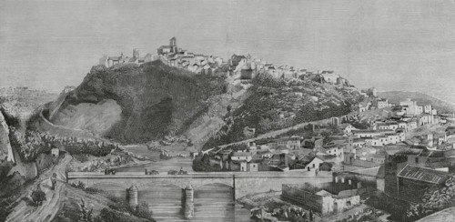 Arcos de la Frontera, Andalusia, Spain. Panoramic view. Engraving. Engraving. La Ilustracion