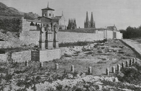 Burgos, Spain. Solar del Cid. Monument built in 1784 by Jose Cortes, which marks the place where,