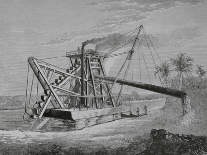 Colon (former Aspinwall, United States of Colombia), Panama. Dredge “Hercules”, used in the works