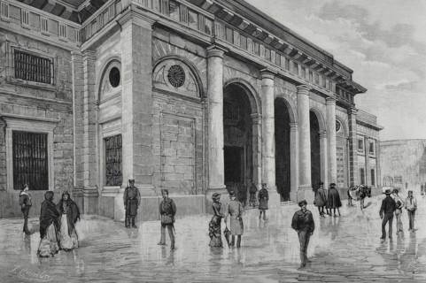 Cadiz, Andalusia, Spain. Facade of the Provincial Jail. Drawing by Juan Comba. Engraving by Rico.