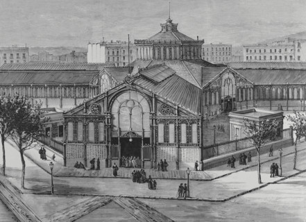 Barcelona, Catalonia, Spain. Exterior view of the new San Antonio Market (Mercat de Sant Antoni).