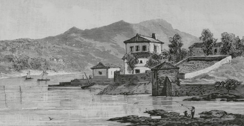 History of Spain. Island of San Simon, in the Vigo estuary. Pontevedra province, Galicia, Spain.