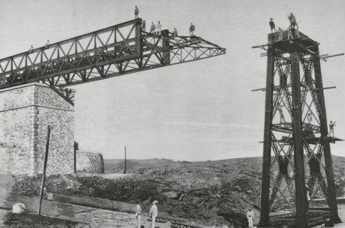 Salamanca, Spain. Laying of a bridge on the railway line from Salamanca to the Portuguese border.
