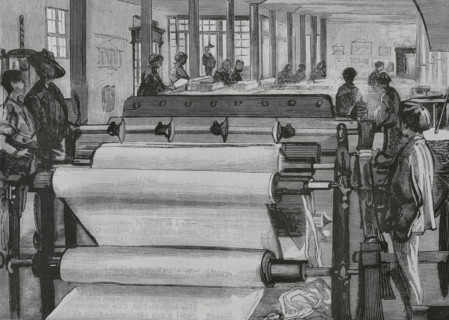 History of Spain. Tolosa, Basque Country. Interior view of the paper mill ""La Guipuzcoana"".