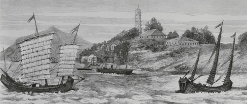 Fuzhou, Fujian province, China. Pagoda Anchorage in Mawei harbour, on the outskirts of the city of