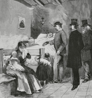 Italy. Naples. Cholera. Visit of King Humbert I of Savoy (1844-1900) to the sick of the Arrabal.