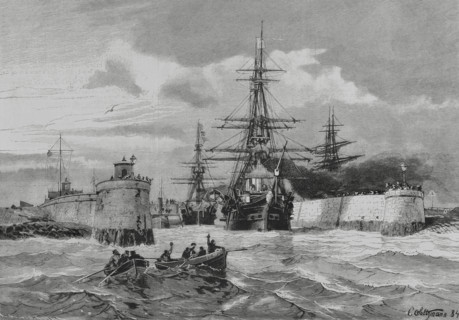 Wilhelmshaven, Germany. Imperial German Navy (Kaiserliche Marine). Warships SMS Ariadne (steam
