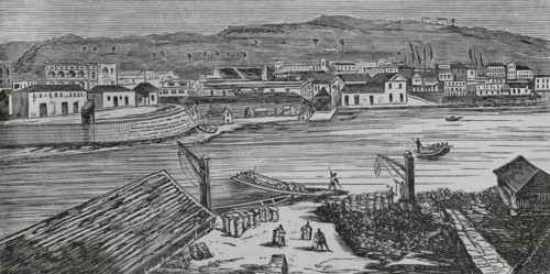 Matanzas, Cuba. General view. Engraving. Cronica General de Espana, Historia Ilustrada y