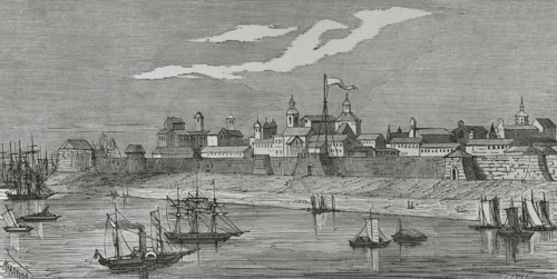 Manila, Luzon island, Philippines. General view of the city. Illustration by Miranda. Engraving by