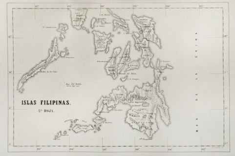 Map of the Philippine islands (Spanish colonial period). Mindanao Island, Visayan Islands and Letye