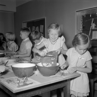 Cookery course for children in Zurich, 1955.