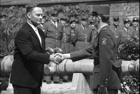 Jakob Stucki at Swearing In of police recruits, 1971.