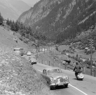 Traffic on the Gotthardstrasse, 1959.