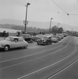 Traffic at Whitsun in Zurich, 1961.