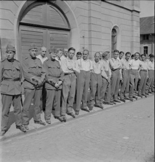 Kitting out of newly called up recruits; 1940.