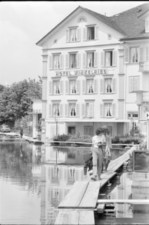 High water in Ennetburgen after landslide 1970.