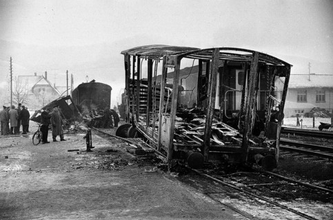 Goods train crashed into a tanker.