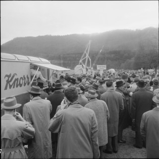 Spectators of exhibition, noise abatement, Zurich 1960.