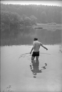 Bathing man in the 'Brauiweiher' near Agasul 1969.