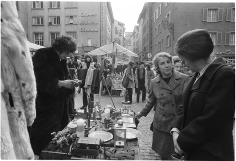 Martini market in the old town of Zurich 1972.
