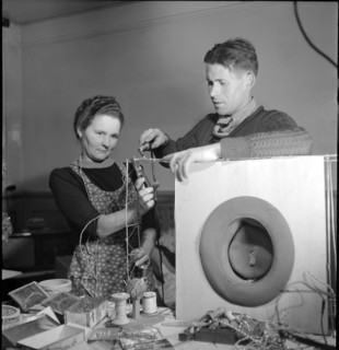 Manufacturing of the hats for Silvesterchlausen in Urnaesch, 1945.